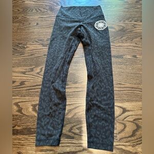 SoulCycle x Lululemon black cheetah print leggings